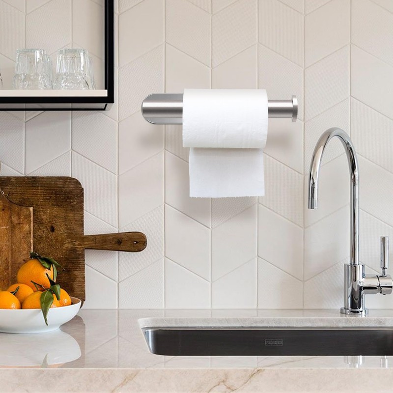 Kitchen Roll Holder No Drilling Required Silver Stainless Steel Kitchen