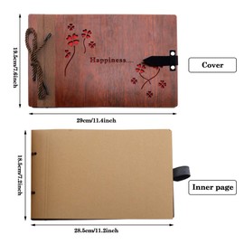 EMSea Wooden Photo Album Lucky Charm Photo Album Hollow Birthday Recipe Scrapbooking