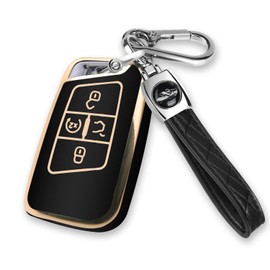 MILD EAST for Volkswagen Key Fob Cover with Keychain, Key Shell for Atlas Golf Alltrack Atlas Jetta Passat Arteon Tiguan, Black, middle