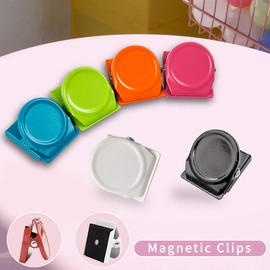 Magnetic Clips-Magnetic Hooks Strong Refrigerator Magnets Whiteboard Wall Fridge Magnetic Memo Note Clips-Multicolor (Orange 4pcs)