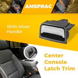 AMSPRAC Center Console Armrest Lid Latch fit for Chevy Suburban Silverado Tahoe GMC Sierra Yukon 2014-2020,Center Console Armrest Lid Lock,22861304 22792217,Chromed Silver Lid