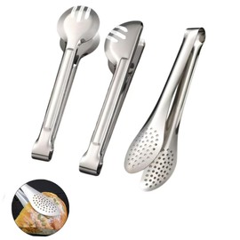 Pack of 3 Stainless Steel Kitchen Tongs, Multifunctional Kitchen Tongs, Stainless Steel, Cooking Tongs, for Pasta Tongs, Salad, Cooking, Grilling