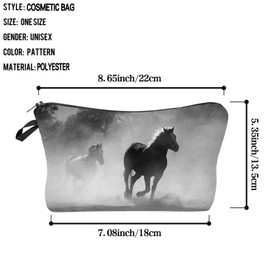 YULUENZE Horse Makeup Bag Small Battle Steed Organizer Zipper Bag Horse Cosmetic Bag Simple Horse Birthday Present for Horse Lovers Women Friends