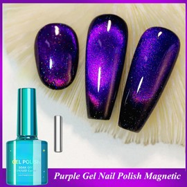KAHSOSE Dark Purple Cat Eye Gel Polish, 12D Cat Eye Gel Nail Polish with Magnet, Magnetic Cat Eye Gel Nail Polish, Dark Cat Eye Nail Polish, Long Lasting Magnetic Nail Polish Gel for All Seasons