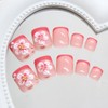 Pink French Tip Press on Toenails Flowers Fake Toe Nails