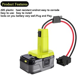 Upgrade Power Wheel Adapter for Ryobi 18V Battery Dock Power Connector 12 Gauge with Switch Fuse & with Wire Harness Connector,Fuses Holder & 30A Fuses, Power Convertor for Rc.