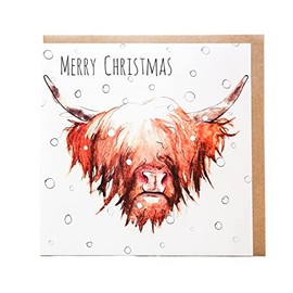 Clare Baird Scottish Note Cards with Envelopes Set Greeting Cards for all Occasion Scotland Notecards Blank 6 x 6 inch (Highland Cow)