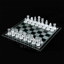 Elegant 10" Glass Chess Set - Board Game for All Ages for Chess Enthusiasts and Home Decor