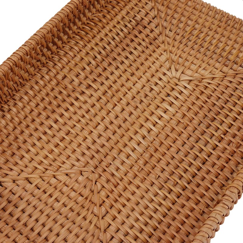 Serving Basket Tray with Handles Rattan Rectangle Large Capacity Durable