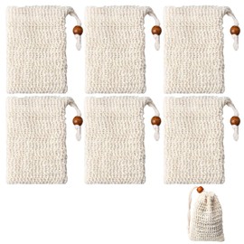 SSKHE 6 stücke Seifensäckchen, Bio Seifenbeutel, Natürliche Sisal Seifenbeutel, Seifennetz mit Kordelzug für zum Schäumen, Massage, Peeling und Trocknen von Seife