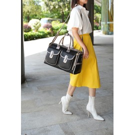 MKF Collection Color Block Duffle Bag for Women Fashion, Designer Vegan Leather Large Ladies Stylish Weekender Carry-on bag