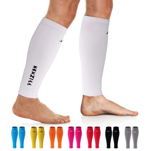NEWZILL Compression Calf Sleeves (20-30mmHg) for Men & Women - Perfect Option to Our Compression Socks - for Running, Shin Splint, Medical, Travel, Nursing, Cycling (L/XL, Solid White)