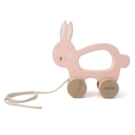 Trixie Mrs. Rabbit Pull Along Toy - FSC-Certified Wood - 12m+ - Pink