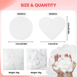 IETWATE 12000PCS Biodegradable Confetti Wedding, 60g White Wedding Confetti Biodegradable, 2.5cm Round Paper Confetti, 2.5cm Heart Shaped Bio Degradable Wedding Confetti for Party