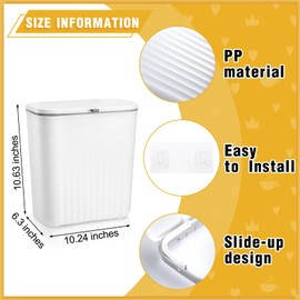 Mifoci 3 Pieces Plastic Sanitary Napkins Receptacle, Wall Mounted Tampon Disposal Bin with Lid, Feminine Hygiene Receptacle for Bathroom Restroom Home Office Hygiene Products Tampon Waste, White