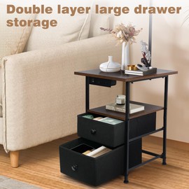 PESRAE Floor Lamp with Table & 2 Drawers, End Table with 3 Color Temperature Reading Light, Side Table Lamp with USB & Type C & AC Charging Port for Living Room, Bedroom