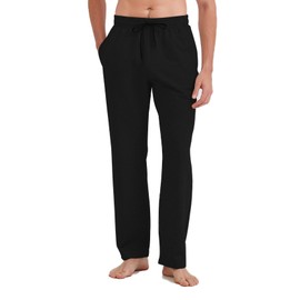 Idtswch 36 Inseam Mens Tall Sweatpants Open Bottom Joggers Casual Loose Fit Athletic Yoga Pants with Pockets Black