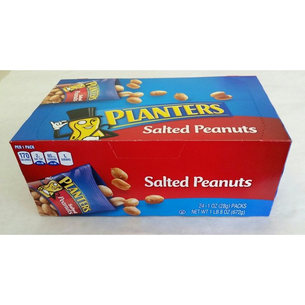 Planters Salted Peanuts 24/1 Oz Bags Healthy snack, Expertly roasted