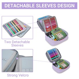 Pencil Case, VONXURY Large Capacity Pencil Pouch Holder Portable Pen Organizer with 2 Detachable Layers 54 Slots Multiple Zipper Bag for School Office College