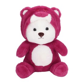 Cartoon Bear Plush Toy with Hat Kid Adult Cute Bear Stuffed Doll Throw Pillow Home Decoration Red 15.7in