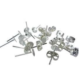 YOYOSTORE 100 Lot Stainless Steel Silver Tone Flat Base Pad Earring Make DIY with Posts Studs Back Blank Findings (3mm)