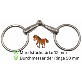 AMKA Pony Snaffle Bit Thickness 12 mm Rings 50 mm 7.5 8.5 9.5 10.9