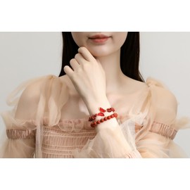 GUJOXILA Women's Healing Stone Bracelet, Gemstones Bracelets for Women, Splinter Bracelets, Elastic Bracelets, Lucky Charm, Gift for Women, Pack of 2