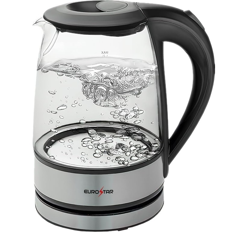 EUROSTAR EKG120BK 1.2L Glass Kettle, Black