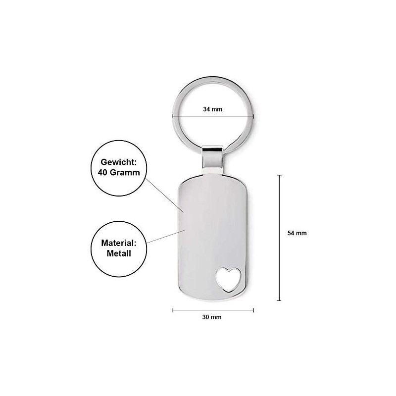 Keyring pendant with heart cut-out and engraving "Eigenschaften einer Mama"