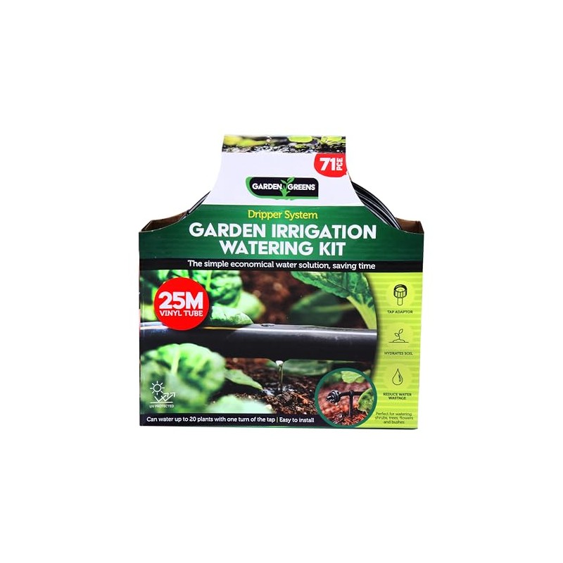 Micro Irrigation System Kit 70pc Black Includes: 23m Vinyl Pipe,