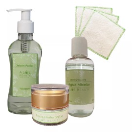 Eco-Beauty Kit Ácido Hialurónico, Agua Micela, Jabón Aloe Orgánico