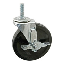 8020, 2307, 5" Caster Wheel, 7/16-14" x 1.5" Threaded Stem Swivel Caster with Brake Lock 80/20 Cart and Furniture Wheels Extruded T-Slot Profile