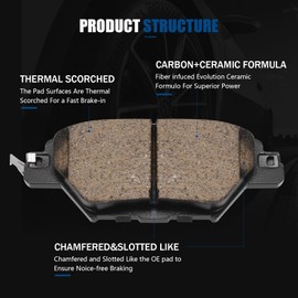 XTHZLP HZ1934 Rear Ceramic Brake Pads Compatible with 2016-2023 Mazda CX-9, Replacement 2017 2018 2019 2020 2021 2022 Brake Pads with Hardware