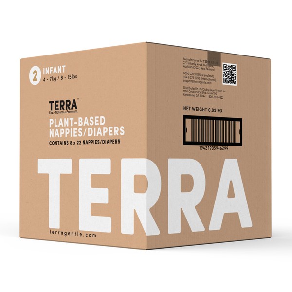 Terra Size 2 Diapers: 85% Plant-Based Diapers, Ultra-Soft & Chemical-Free
