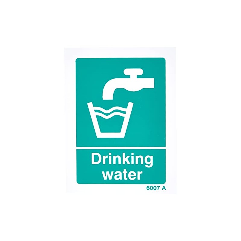Caledonia Signs 16007A "Drinking Water" Sign, Rigid Plastic,White, 100 mm
