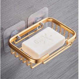 Gold Bar Soap Holder for Shower Wall,Stainless Steel Adhesive Soap Dish for Bathroom,Drill Free Soap Holder Storage Rack Soap Dishes Bathroom Accessories Holders and Dispensers