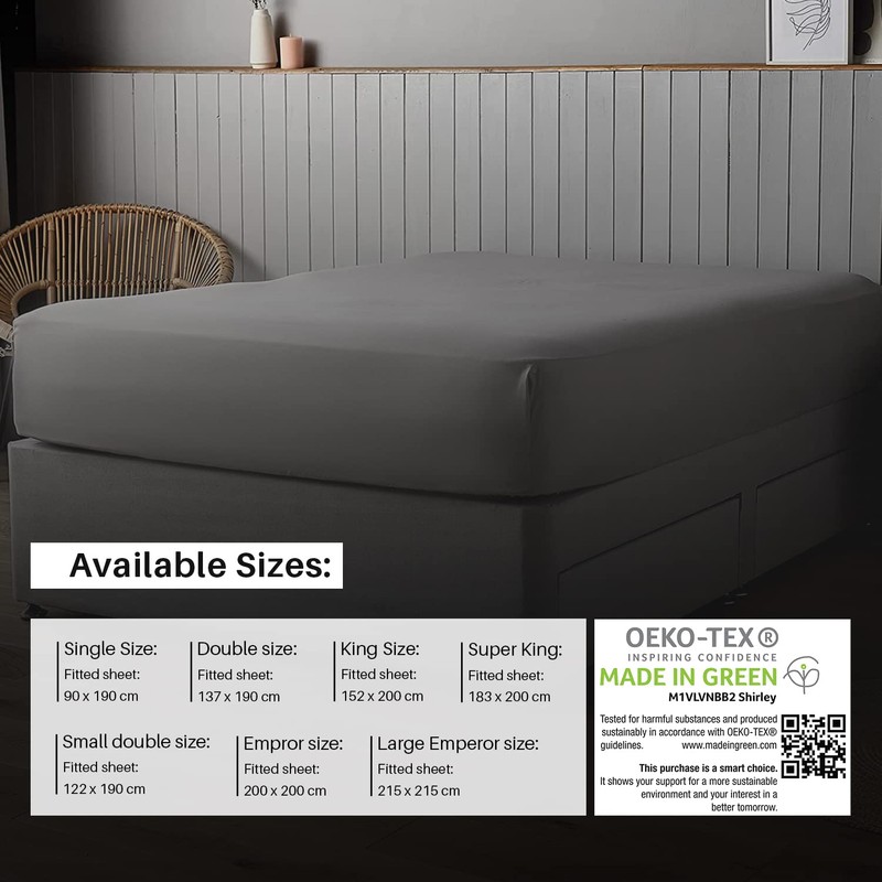 200 Thread Count Cotton Fitted Sheet 30CM/12 Inch, Double -