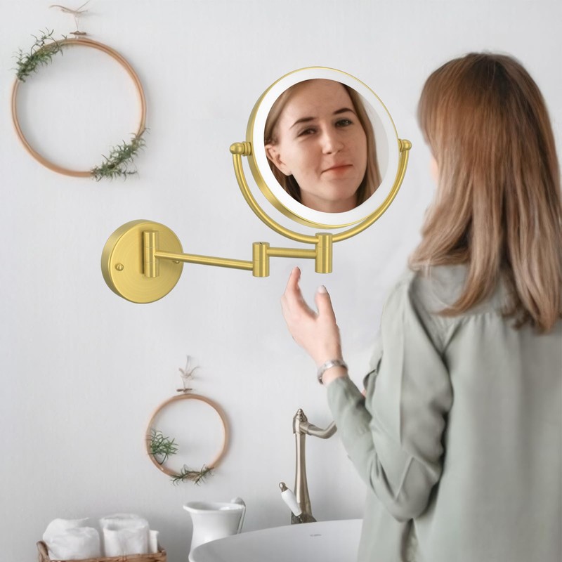 LEDOOLE Make up Mirror Wall Mounted with Lights and 10X