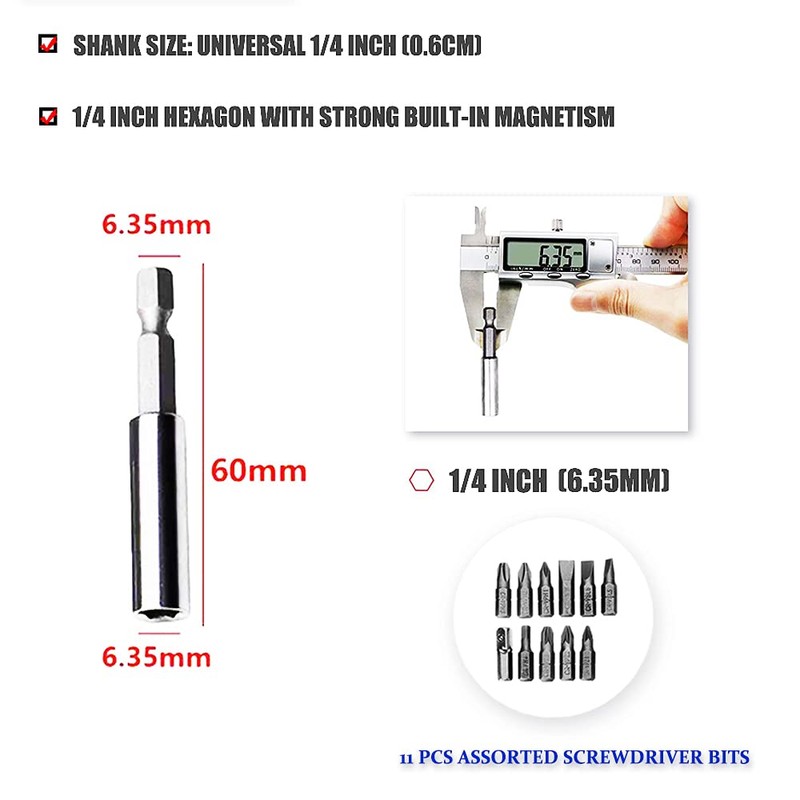 Screwdriver Bit Set Mixed 11 PCS+ Drill Bit Holder 60MM