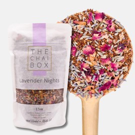 The Chai Box Loose Leaf Lavender Tea - Featured in Oprah's Favorite Things | Caffeine Free Chai made with Rooibos Leaves, Lavender, Rose Petals, Cardamom (Pack of 1) 2.5 oz | Makes 25 Cups | Small Batch Loose Leaf Tea with Whole, Premium Spices
