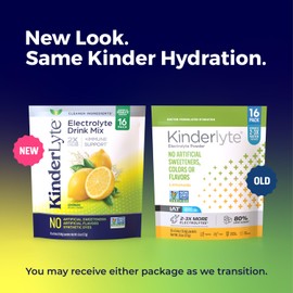 Kinderlyte Electrolyte Powder for Kids and Adults - Drink Mix Hydration Packets (Lemonade, 16 Count), No Artificial Sweeteners or Flavors, No Synthetic Dyes, Vegan, Non-GMO, Gluten-Free