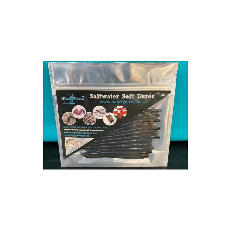 Black Lugworm 12 x 4 Inch -10cm - Artificial Soft