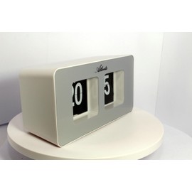 Atlanta Modern Table Clock Quartz with Retro Flip Display 4464/19 (White/Silver)