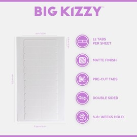 Big Kizzy Seamless Hold Double Sided Replacement Tape Tabs for Hair Extensions - 6-8+ weeks of wear - Strong Hold and Residue Free Tape for Tape in Hair Extensions - 60 tab