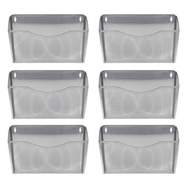 EasyPAG Wall Mount File Organizer 6 Single Pocket Vertical Hanging File Folders Holder Paper Rack for Office Home,Silver