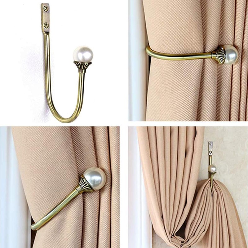 Coolnice 2 Pack Curtain Holdbacks Wall Mounted Curtain Tiebacks Hooks
