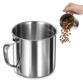 Dog Food Scoop 1.5 Cup, 304 Stainless Steel Dog Food Measuring Cup with Handle Durable Dog-Cat Pet Food Scoop Cup 1 1/2 Cups Measuring Scoops for Dogs, Cats, Birds, Rabbits for Dry Food and Treats