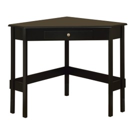 Kings Brand Furniture Wood Corner Desk with Drawer (Black)