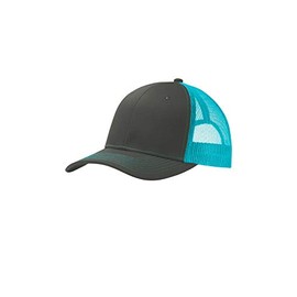 Port Authority Snapback Trucker Cap. C112, Grey Steel/ Neon Blue, OSFA