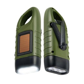 Solar Powered Hand Crank Flashlight Rechargeable Emergency LED Light Lamp Survival Flashlight for Outdoor Camping Mountaineering